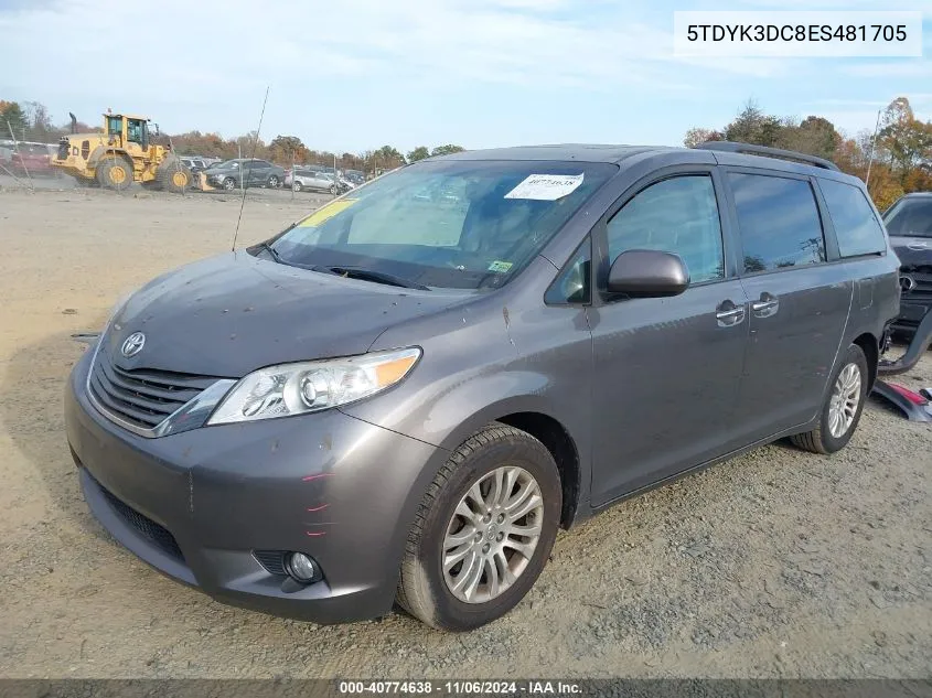 2014 Toyota Sienna Xle/Limited VIN: 5TDYK3DC8ES481705 Lot: 40774638