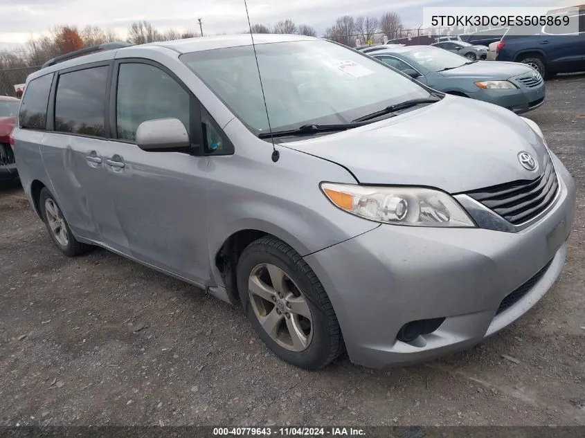 2014 Toyota Sienna Le V6 8 Passenger VIN: 5TDKK3DC9ES505869 Lot: 40779643