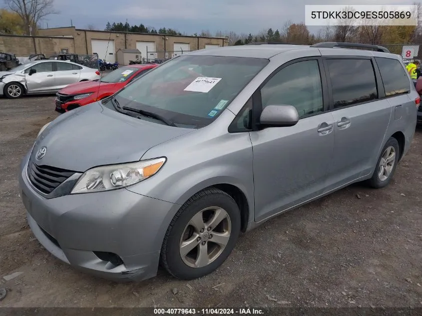 2014 Toyota Sienna Le V6 8 Passenger VIN: 5TDKK3DC9ES505869 Lot: 40779643