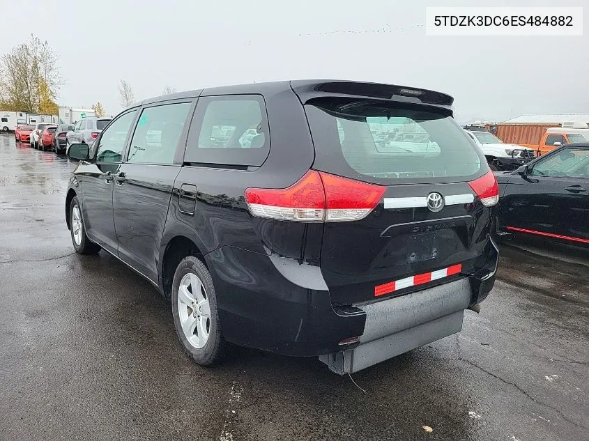 2014 Toyota Sienna VIN: 5TDZK3DC6ES484882 Lot: 40788567