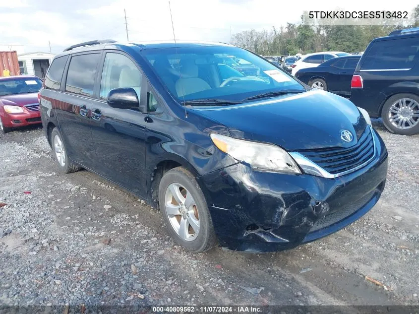 2014 Toyota Sienna Le V6 8 Passenger VIN: 5TDKK3DC3ES513482 Lot: 40809562