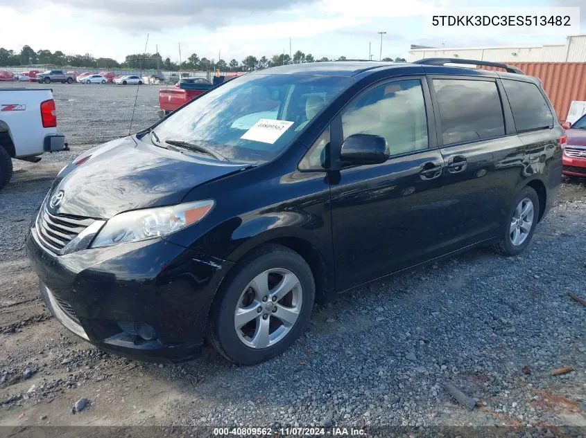 2014 Toyota Sienna Le V6 8 Passenger VIN: 5TDKK3DC3ES513482 Lot: 40809562