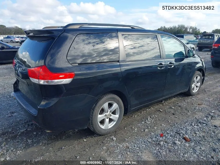 2014 Toyota Sienna Le V6 8 Passenger VIN: 5TDKK3DC3ES513482 Lot: 40809562