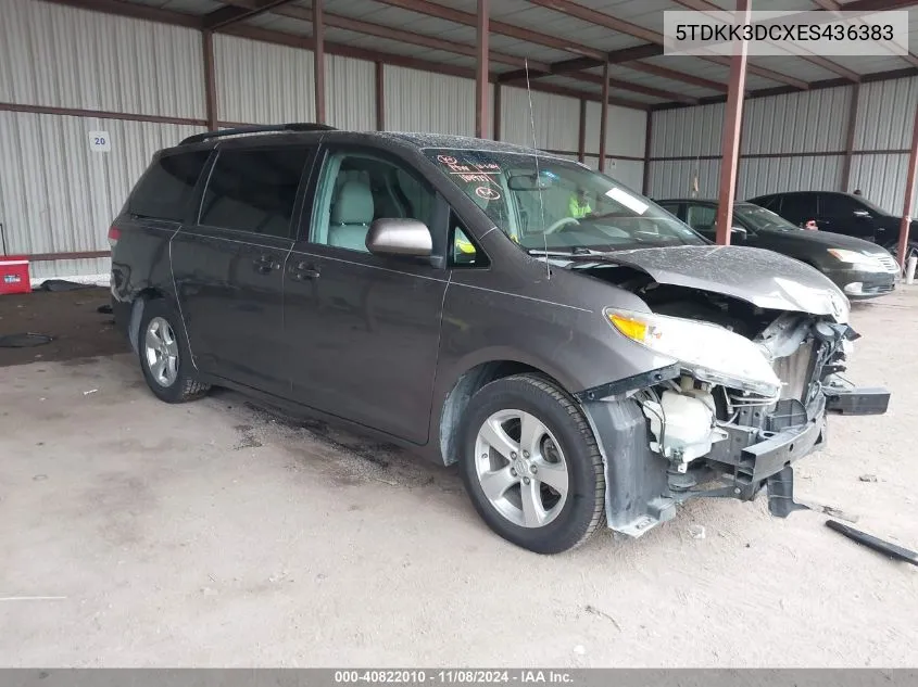 2014 Toyota Sienna Le V6 8 Passenger VIN: 5TDKK3DCXES436383 Lot: 40822010