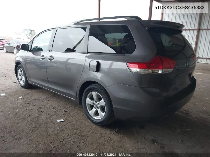 2014 Toyota Sienna Le V6 8 Passenger VIN: 5TDKK3DCXES436383 Lot: 40822010