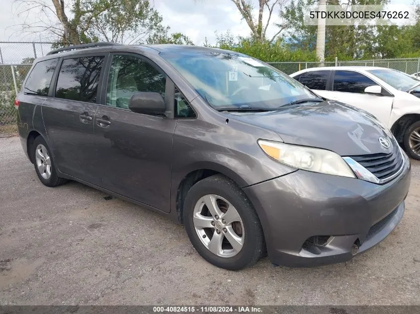 5TDKK3DC0ES476262 2014 Toyota Sienna Le V6 8 Passenger