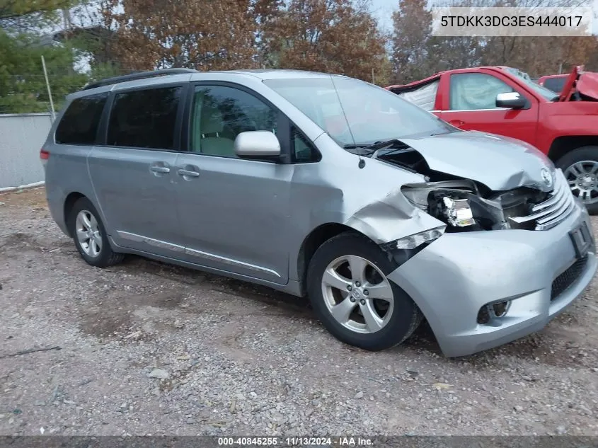 2014 Toyota Sienna Le V6 8 Passenger VIN: 5TDKK3DC3ES444017 Lot: 40845255