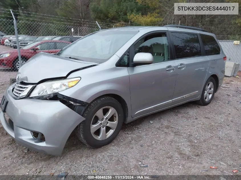 2014 Toyota Sienna Le V6 8 Passenger VIN: 5TDKK3DC3ES444017 Lot: 40845255