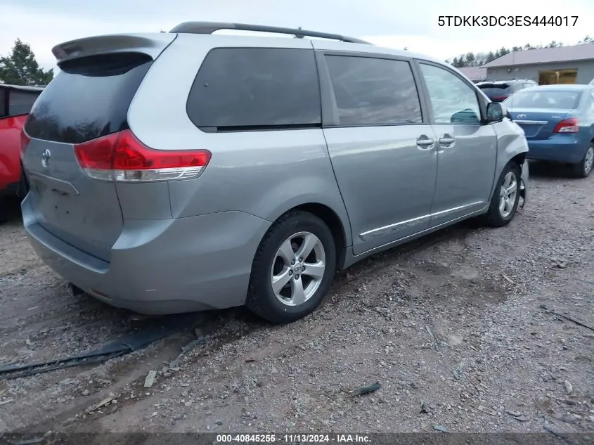 2014 Toyota Sienna Le V6 8 Passenger VIN: 5TDKK3DC3ES444017 Lot: 40845255