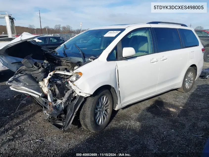 2014 Toyota Sienna Xle V6 8 Passenger VIN: 5TDYK3DCXES498005 Lot: 40853669