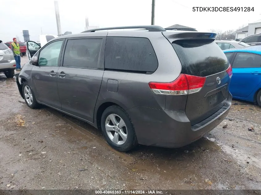 2014 Toyota Sienna Le V6 8 Passenger VIN: 5TDKK3DC8ES491284 Lot: 40865383