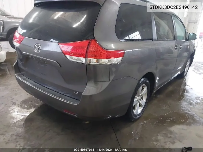 5TDKK3DC2ES496142 2014 Toyota Sienna Le V6 8 Passenger