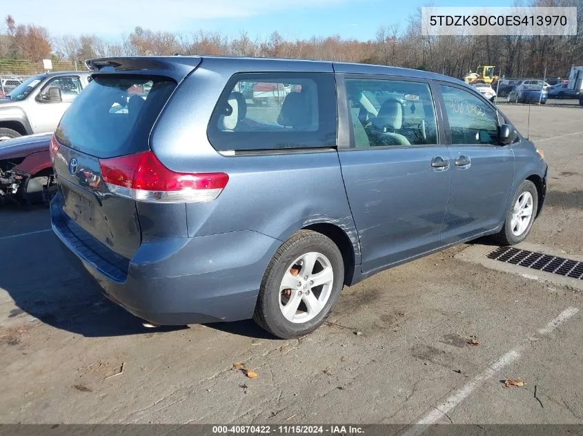 2014 Toyota Sienna L V6 7 Passenger VIN: 5TDZK3DC0ES413970 Lot: 40870422