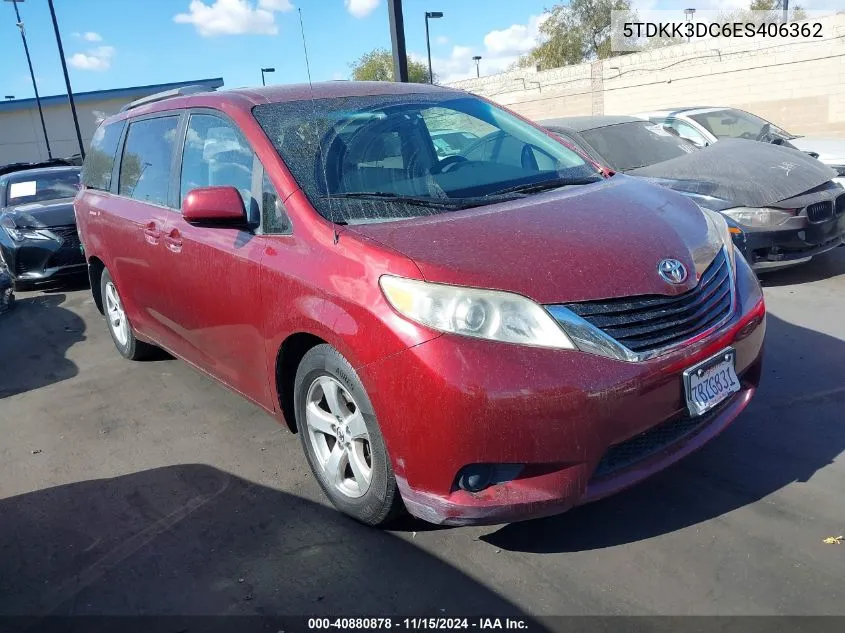 2014 Toyota Sienna Le V6 8 Passenger VIN: 5TDKK3DC6ES406362 Lot: 40880878