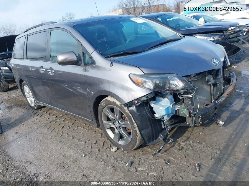 2014 Toyota Sienna Se 8 Passenger VIN: 5TDXK3DC0ES429657 Lot: 40886535