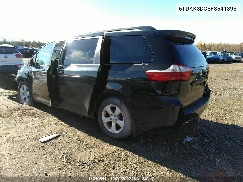 2015 Toyota Sienna Le VIN: 5TDKK3DC5FS541396 Lot: 11610511