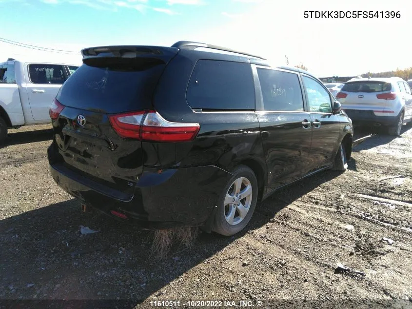 2015 Toyota Sienna Le VIN: 5TDKK3DC5FS541396 Lot: 11610511