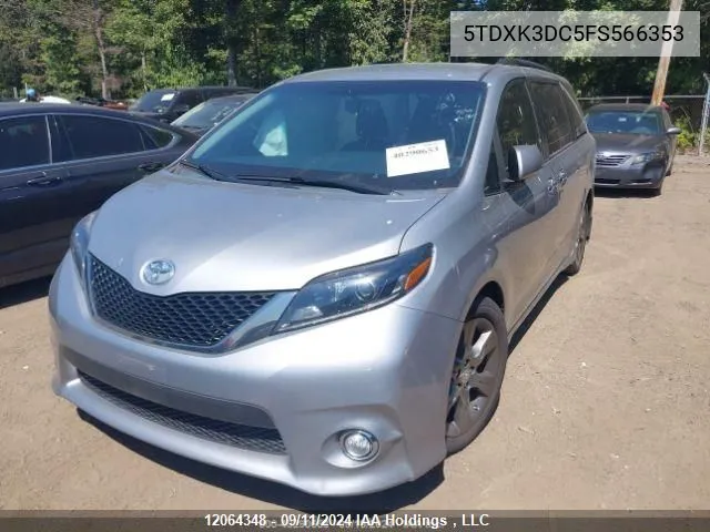 2015 Toyota Sienna Se 8 Passenger VIN: 5TDXK3DC5FS566353 Lot: 12064348