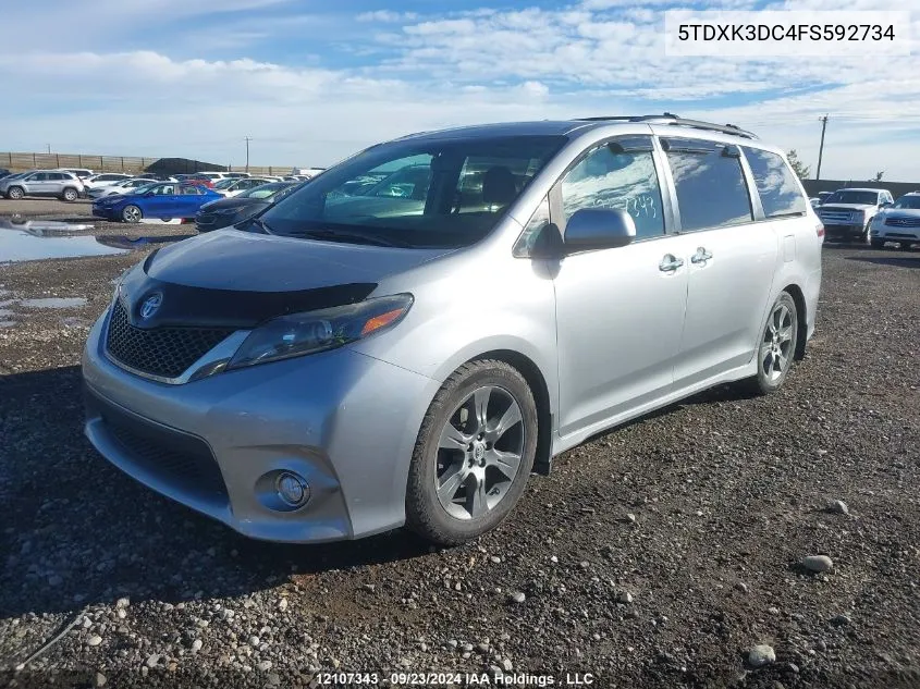 2015 Toyota Sienna Sport VIN: 5TDXK3DC4FS592734 Lot: 12107343