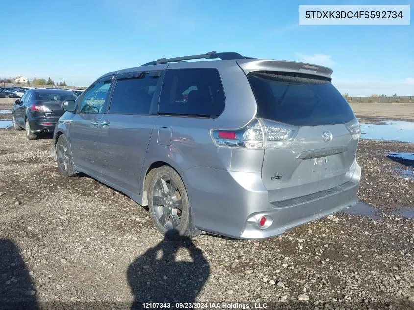 2015 Toyota Sienna Sport VIN: 5TDXK3DC4FS592734 Lot: 12107343