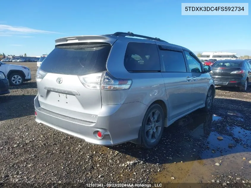 2015 Toyota Sienna Sport VIN: 5TDXK3DC4FS592734 Lot: 12107343