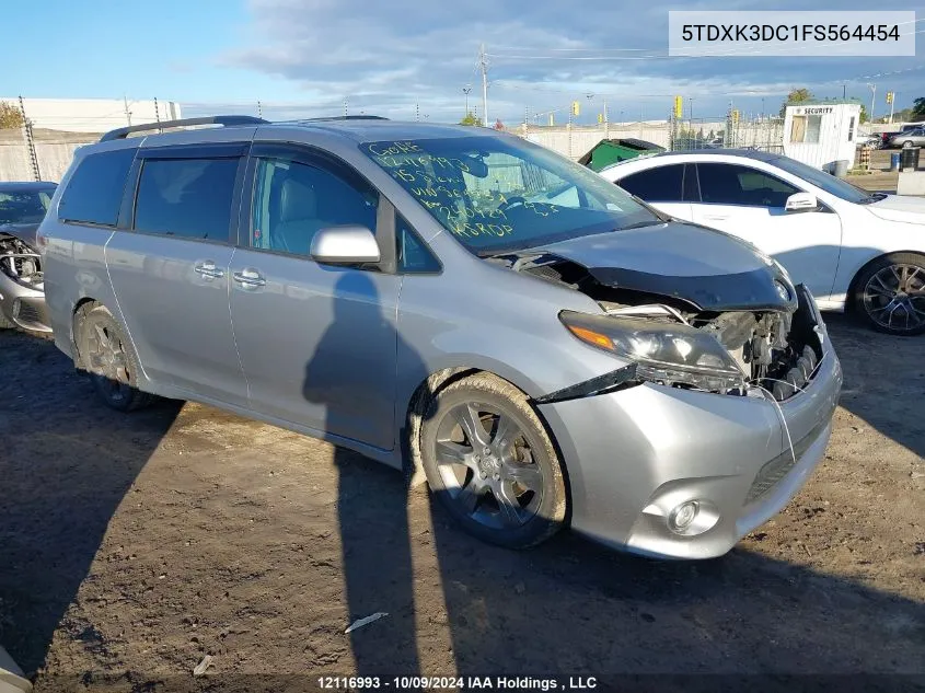 2015 Toyota Sienna Se 8 Passenger VIN: 5TDXK3DC1FS564454 Lot: 12116993