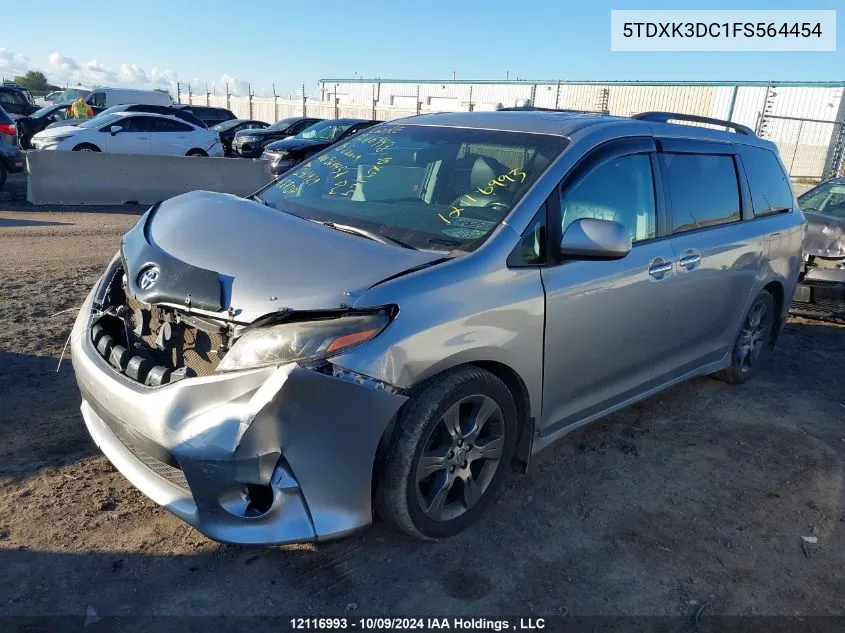 2015 Toyota Sienna Se 8 Passenger VIN: 5TDXK3DC1FS564454 Lot: 12116993