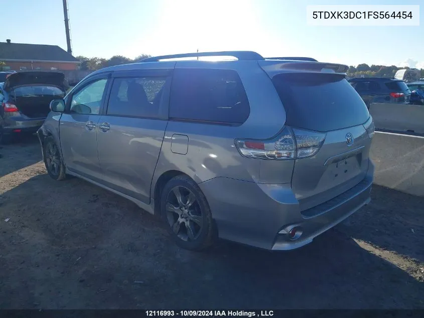 2015 Toyota Sienna Se 8 Passenger VIN: 5TDXK3DC1FS564454 Lot: 12116993