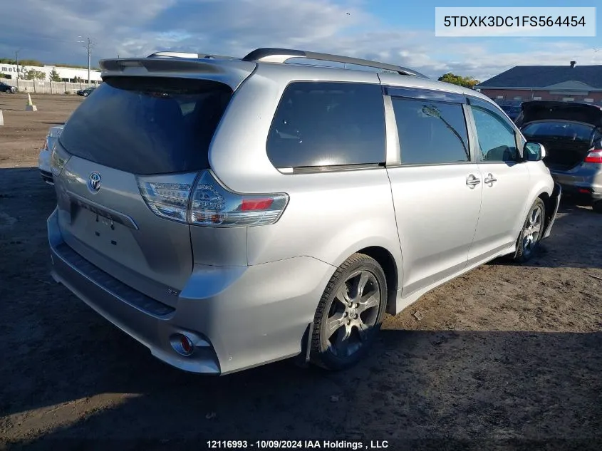 2015 Toyota Sienna Se 8 Passenger VIN: 5TDXK3DC1FS564454 Lot: 12116993