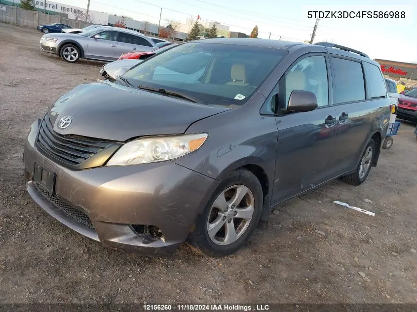 2015 Toyota Sienna VIN: 5TDZK3DC4FS586988 Lot: 12156260