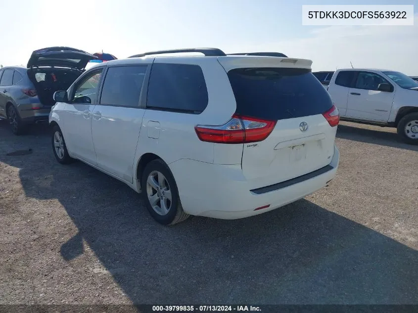 5TDKK3DC0FS563922 2015 Toyota Sienna Le 8 Passenger