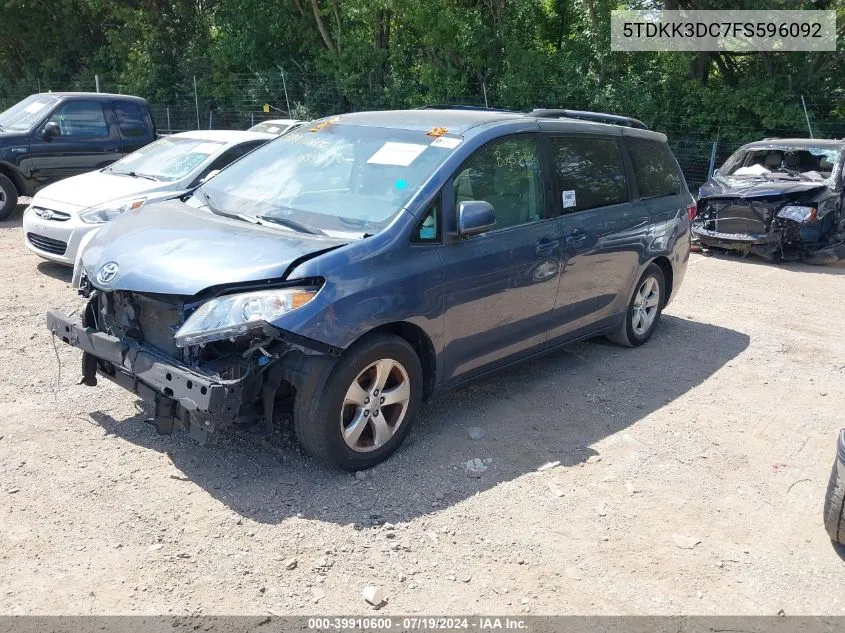 2015 Toyota Sienna Le 8 Passenger VIN: 5TDKK3DC7FS596092 Lot: 39910600