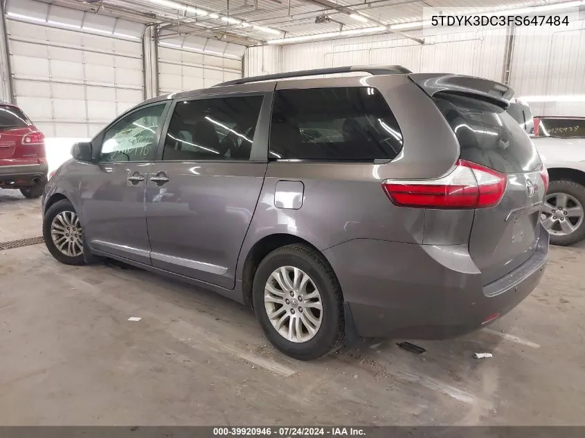 5TDYK3DC3FS647484 2015 Toyota Sienna Xle 8 Passenger