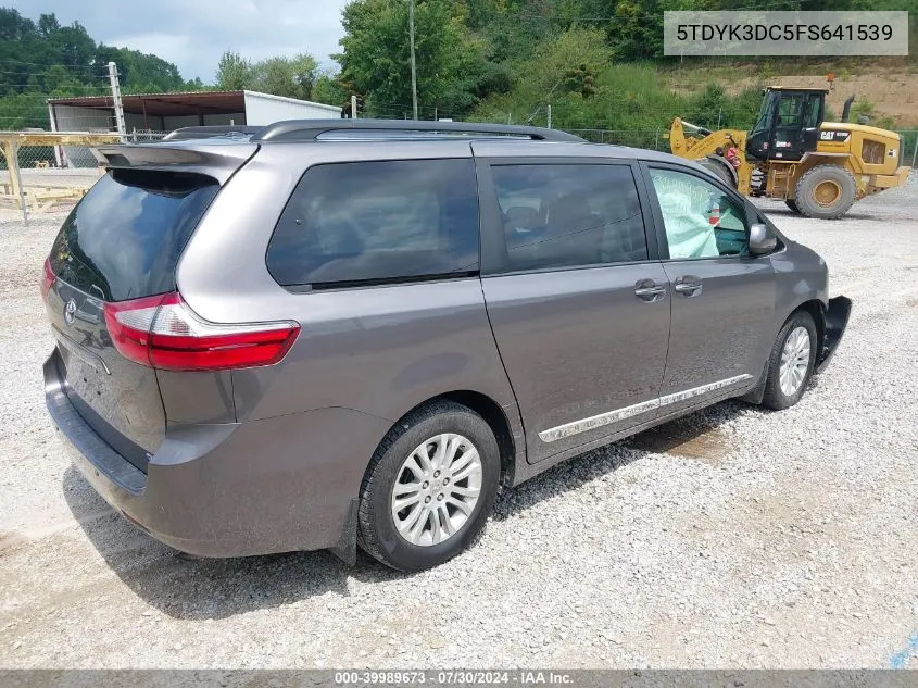 2015 Toyota Sienna Xle Premium 8 Passenger VIN: 5TDYK3DC5FS641539 Lot: 39989673