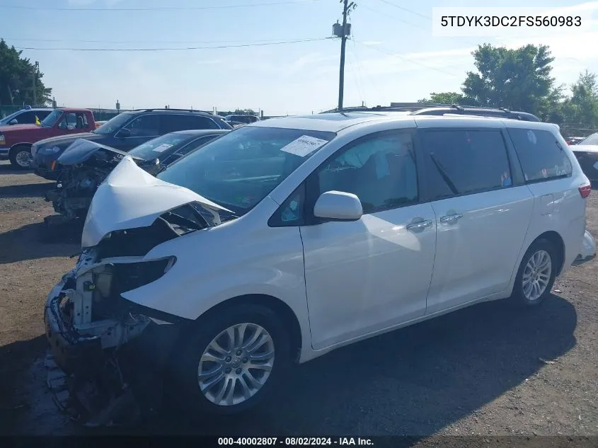 5TDYK3DC2FS560983 2015 Toyota Sienna Xle Premium 8 Passenger