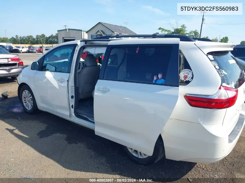 5TDYK3DC2FS560983 2015 Toyota Sienna Xle Premium 8 Passenger