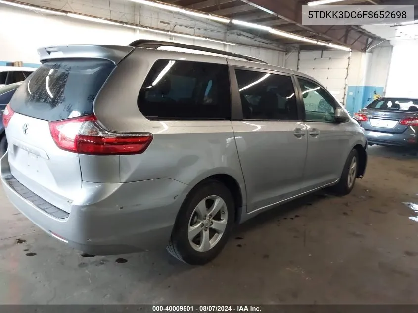 2015 Toyota Sienna Le 8 Passenger VIN: 5TDKK3DC6FS652698 Lot: 40009501