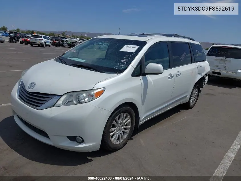 5TDYK3DC9FS592619 2015 Toyota Sienna Xle Premium 8 Passenger