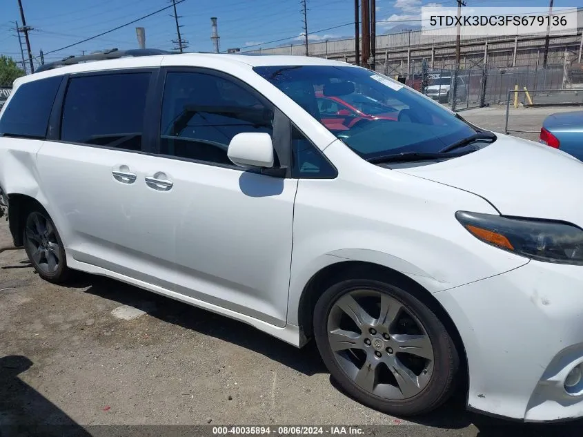 5TDXK3DC3FS679136 2015 Toyota Sienna Se Premium 8 Passenger