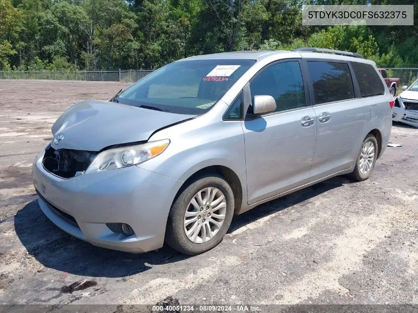 2015 Toyota Sienna Xle 8 Passenger VIN: 5TDYK3DC0FS632375 Lot: 40051234