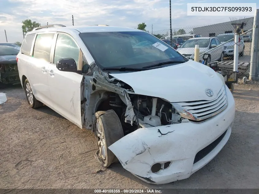 2015 Toyota Sienna Le 7 Passenger VIN: 5TDJK3DC7FS099393 Lot: 40105355