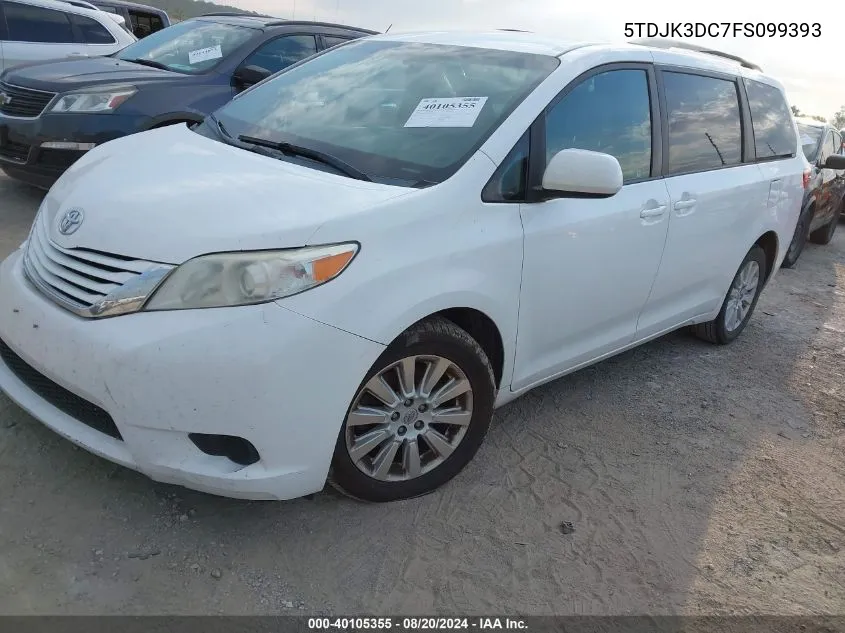 2015 Toyota Sienna Le 7 Passenger VIN: 5TDJK3DC7FS099393 Lot: 40105355