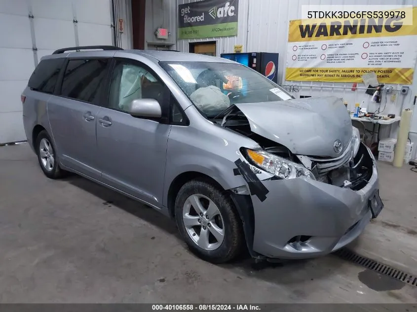 5TDKK3DC6FS539978 2015 Toyota Sienna Le 8 Passenger