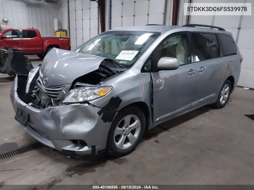 2015 Toyota Sienna Le 8 Passenger VIN: 5TDKK3DC6FS539978 Lot: 40106558