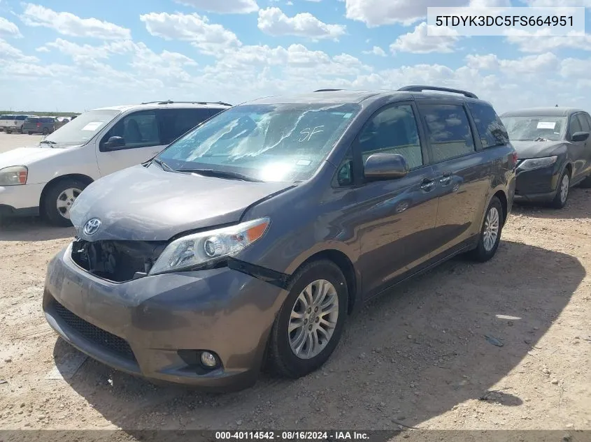 2015 Toyota Sienna Xle 8 Passenger VIN: 5TDYK3DC5FS664951 Lot: 40114542