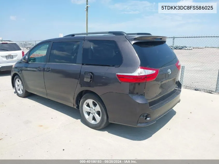 2015 Toyota Sienna Le 8 Passenger VIN: 5TDKK3DC8FS586025 Lot: 40156183