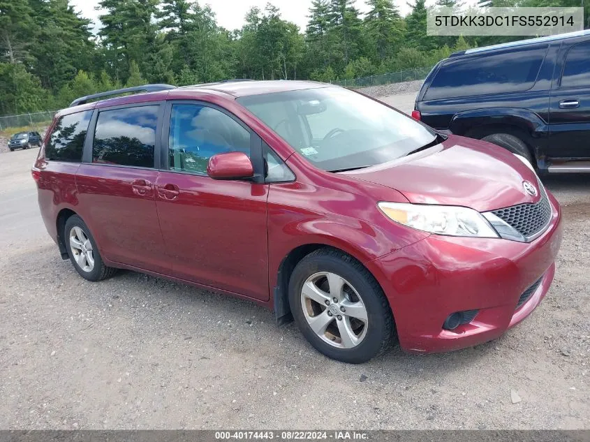 2015 Toyota Sienna Le 8 Passenger VIN: 5TDKK3DC1FS552914 Lot: 40174443