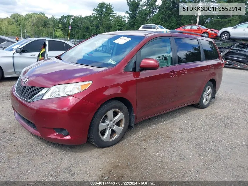 2015 Toyota Sienna Le 8 Passenger VIN: 5TDKK3DC1FS552914 Lot: 40174443