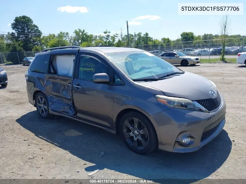 5TDXK3DC1FS577706 2015 Toyota Sienna Se Premium 8 Passenger