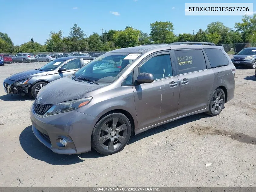 5TDXK3DC1FS577706 2015 Toyota Sienna Se Premium 8 Passenger